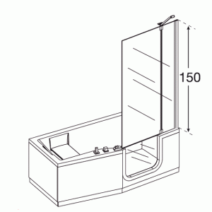 Alva Aura Badewannenaufsatz für Wanne  80x150 cm rechts