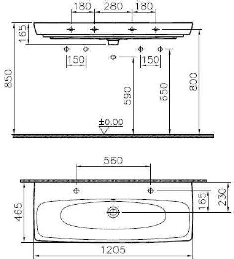 VitrA Metropole Doppelwaschtisch, 1 Becken – Bild 2