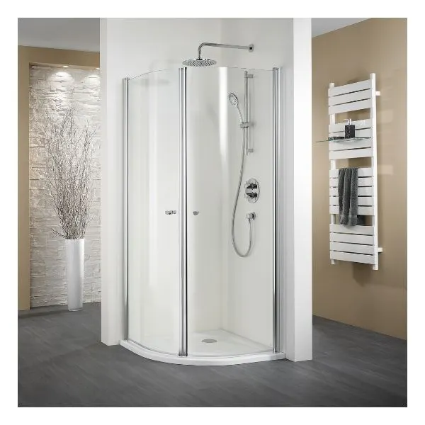 HSK Exklusiv Runddusche 2-teilig 90 x 90 x 200 cm aluminium silber matt