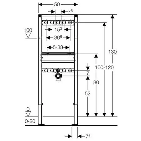 Geberit Duofix Waschtischelement für Obertisch-Wandarmatur und Standarmatur, BH 130cm – Bild 2