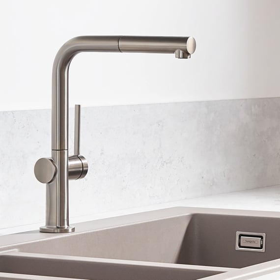 Hansgrohe Talis M54 Küchenarmatur, ausziehbar, schwenkbar edelstahl-optik – Bild 4
